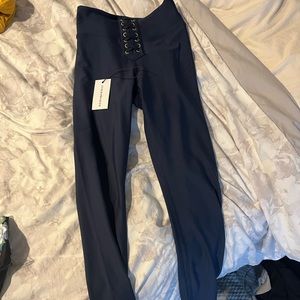 Weworewhat lace up navy leggings